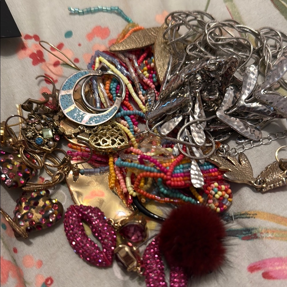 Colorful junk Jewelry Assortment, Betsey Johnson and other designers ..crafts